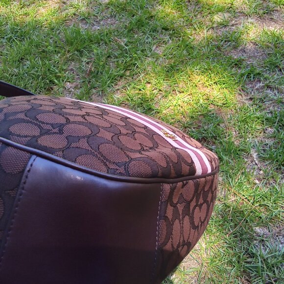 Coach Set Signature Jacquard Strips Zip Hobo Bag & Wristlet NWOT with Care Cards - Picture 10 of 13